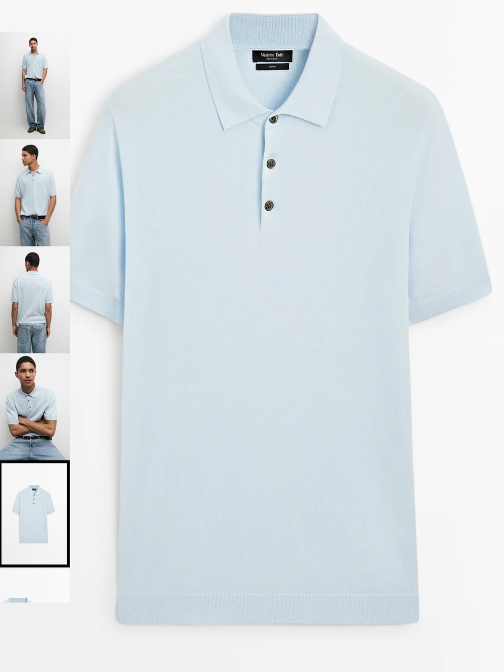 Massimo Dutti Men's Extrafine
Cotton Blue Knit Polo Shirt 2XL
Preppy